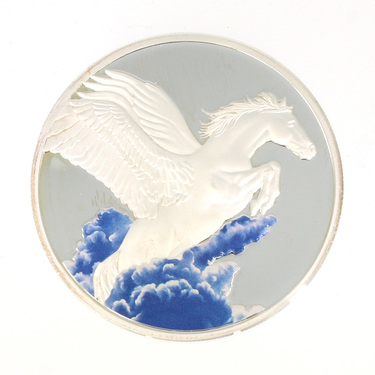 Silbermünze Tokelau Pegasus coloriert 1 Unze polierte Platte 2014