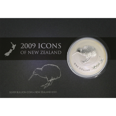 Silbermünze Neuseeland Kiwi 2009 im Blister - 1 Unze 999 Feinsilber