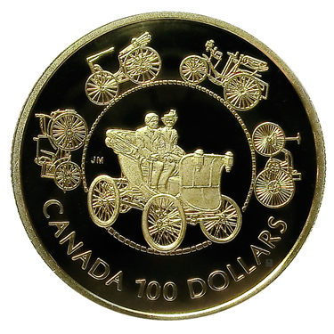 Goldmünze Canada 100 Dollar Evolution des Automobils 1993 PP ohne Etui und Zertifikat