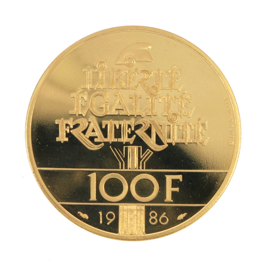 Frankreich 100 Francs Freiheitsstatue - 1986 PP - 1/2 Unze Feingold