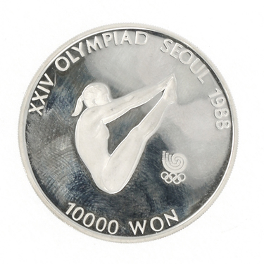 Silbermünze Korea 1987 10000 Won Olympiade 1988 Seoul polierte Platte