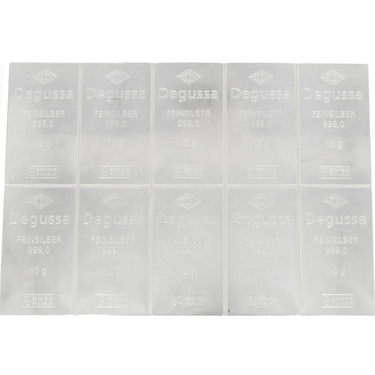 Tafelbarren Silber von Degussa 10 x 10 Gramm