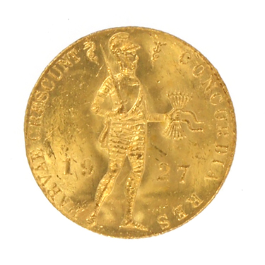 Niederlande Goldmünze 1 Dukat Stehender Ritter 1927