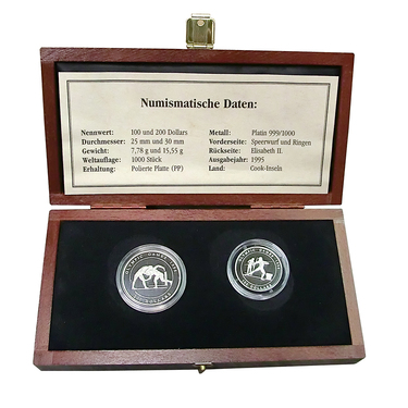 2 Gedenkmünzen Olympia 1996 PT 999 mit Etui und Zertifikat PP