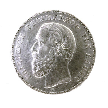 5 Mark Silbermünze Friedrich, Baden 1874-1888 - J.27