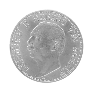 3 Mark Silbermünze Friedrich II. von Anhalt 1909-1911 - J.23