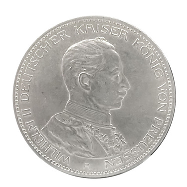 3 Mark Silbermünze Wilhelm II, Preussen, Uniform 1914 - J.113