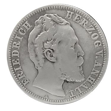 2 Mark Silbermünze Friedrich von Anhalt 1876 - J.19