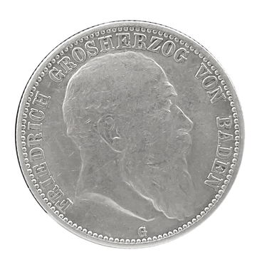 2 Mark Silbermünze Friedrich I. von Baden 1902-1907 - J.32