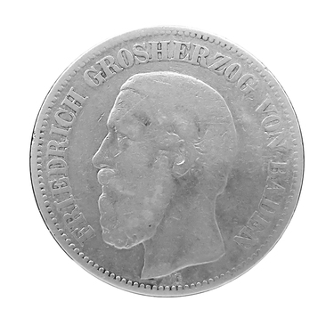 2 Mark Silbermünze Friedrich von Baden 1876-1888 - J.26