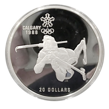 Canada 20 Dollar Silber Calgary Olymische Winterspiele 1988 PP Biathlon