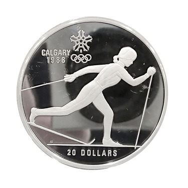Canada 20 Dollar Silber Calgary Olymische Winterspiele 1988 PP Cross-Country Skiing