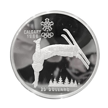 Canada 20 Dollar Silber Calgary Olymische Winterspiele 1988 PP Free-Style Skiing