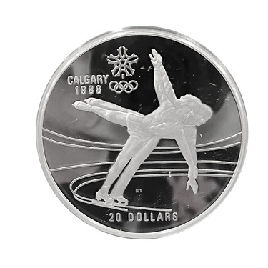 Canada 20 Dollar Silber Calgary Olymische Winterspiele 1988 PP Figure Skating