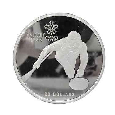 Canada 20 Dollar Silber Calgary Olymische Winterspiele 1988 PP Curling