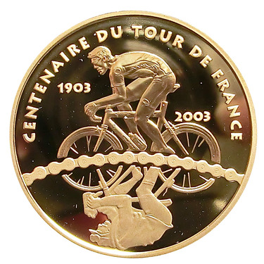 Goldmünze 20 Euro Frankreich 2003 Tour de France - 100 ans de tour - Feingold 15,64 Gramm