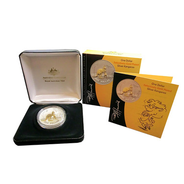 Silbermünze Kangaroo 2007 - RAM - 1 Unze Feinsilber gilded - mit BOX und Zertifikat