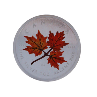 Silbermünze Maple Leaf Herbst 2001 coloriert Stempelglanz - 1 Unze 999,9 Feinsilber