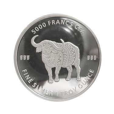 Silbermünze Mandala Tschad Büffel 2020 - 1 Unze 999 Feinsilber