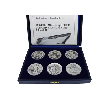 Frther Medaillen - Serie zur Geschichte Frths 1978 bis 1980 - 6 Medaillen aus 999,9 Feinsilber