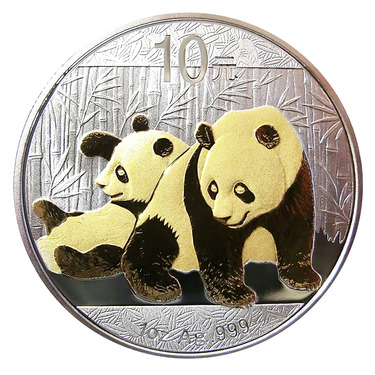 China Panda Silbermünze 2010 - 1 Unze gilded