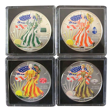 Komplettsatz Silbermünzen coloriert American Eagle 2009 Four Seasons Edition ohne Etui