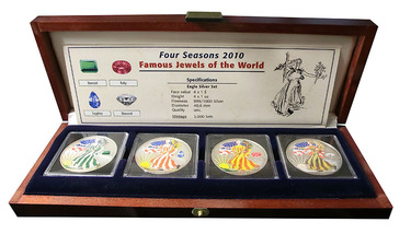 Silbermünzen coloriert American Eagle 2010 Four Seasons Edition mit Etui
