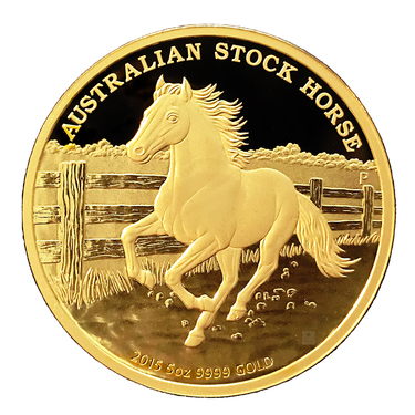 Goldmünze Australien Stock Horse 2015 - 5 Unzen Limitiert 99 Stück