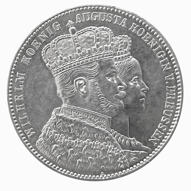 Silbermnze Krnungsthaler, Preussen, Wilhelm I. und Augusta, 1861