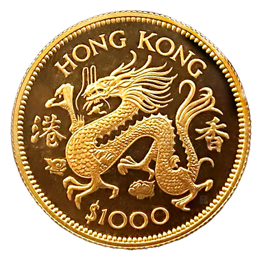 Hong Kong 1000 HKD Lunar Drache Goldmnze 1976 PP