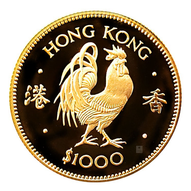 Hong Kong 1000 HKD Lunar Hahn Goldmnze 1981 PP
