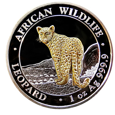 Silbermnze Somalia Leopard 2018 - 1 Unze gilded