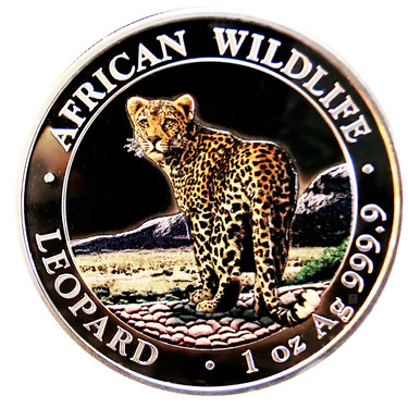 Silbermnze Somalia Leopard 2018 - 1 Unze Coloriert