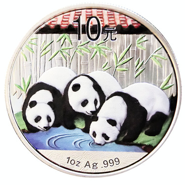 China Panda Silbermünze 2013 - 1 Unze coloriert