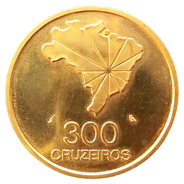 Goldmünze Brasilien 300 Cruzeiros 150 Jahre Unabhängigkeit 1972 15,31g