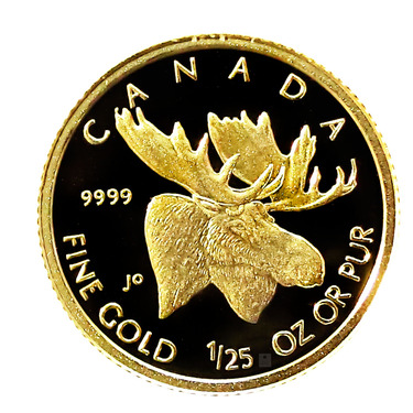 Goldmnze Elch Kanada 2004 - 1/25 Unze PP mit Etui und COA