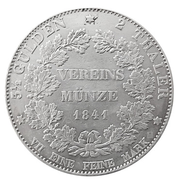 Silbermnze Vereinsthaler Doppelthaler 3 1/2 Gulden Ludwig II Hessen 1841