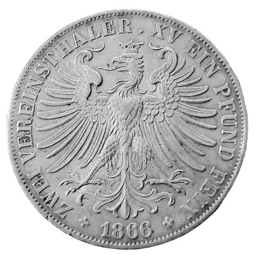 Silbermnze Vereinsthaler 2 Thaler 3 1/2 Gulden Frankfurt 1866