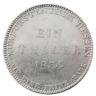 Silbermnze 1 Thaler Wilhelm II + Friedrich Wilhelm Hessen 1834
