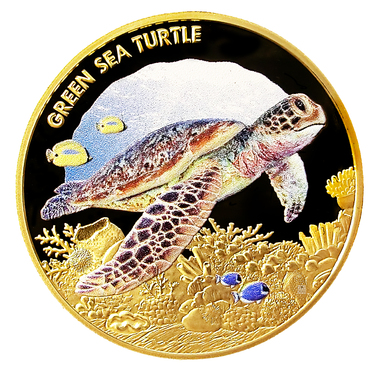 Goldmnze Niue Green Sea Turtle 2014 - coloriert - Proof - 1 Unze Feingold
