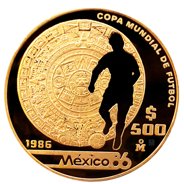 Goldmnze Mexico  500 Pesos WM 1986 Spieler 1/2 Unze PP