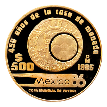 Goldmnze Mexico  500 Pesos WM 1986 Worldcup 1/2 Unze PP