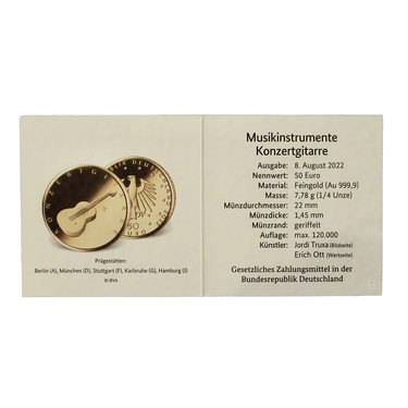 Zertifikat für Konzertgitarre - 1/4 Unze - 50 €