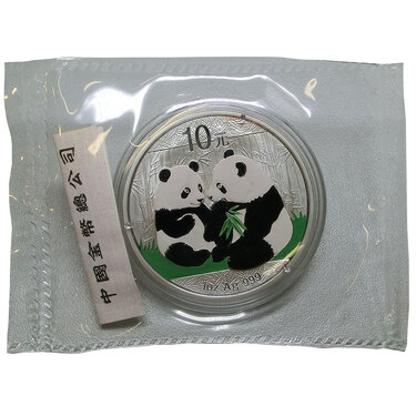 China Panda Silbermnze 2009 - 1 Unze coloriert in Originalfolie