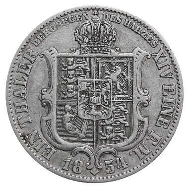 Silbermünze 1 Thaler Georg V Hannover 1854