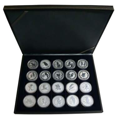 Jubiläum Komplettsatz 20 Jahre Kookaburra Silbermünze 1 Unze  1990-2009 - ohne Original-Box und COA