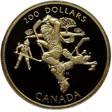 Goldmünze 1/2 Unze 200 Dollar Canada 1991 Hockey PP ohne Etui