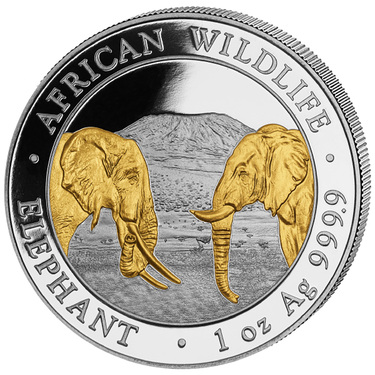 Silbermünze Somalia Elefant 2020 - 1 Unze gilded