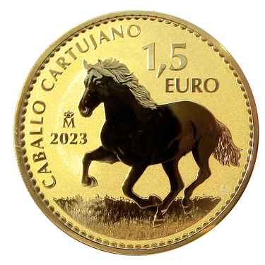 Goldmünze 1,5 Euro Spanien Kartäuser-Pferd 2023 - 1 Unze