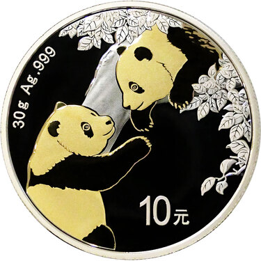China Panda Silbermünze 2023 - 30 Gramm gilded